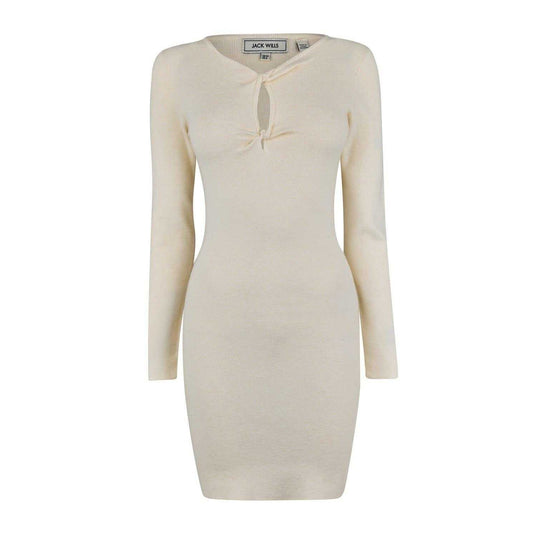 Vintage White - Front - Jack Wills Womens-Ladies Knitted Twisted Bodycon Dress