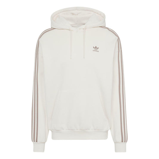 Wonder White - Front - Adidas Mens Originals 3 Stripes Baggy Hoodie