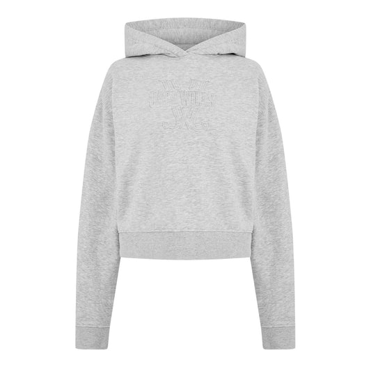 Grey Marl - Front - Jack Wills Womens-Ladies Hooded Baggy Crop Sweatshirt