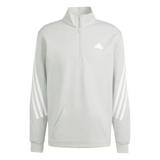 Grey - Front - Adidas Mens Future Icons Striped Half Zip Sweatshirt