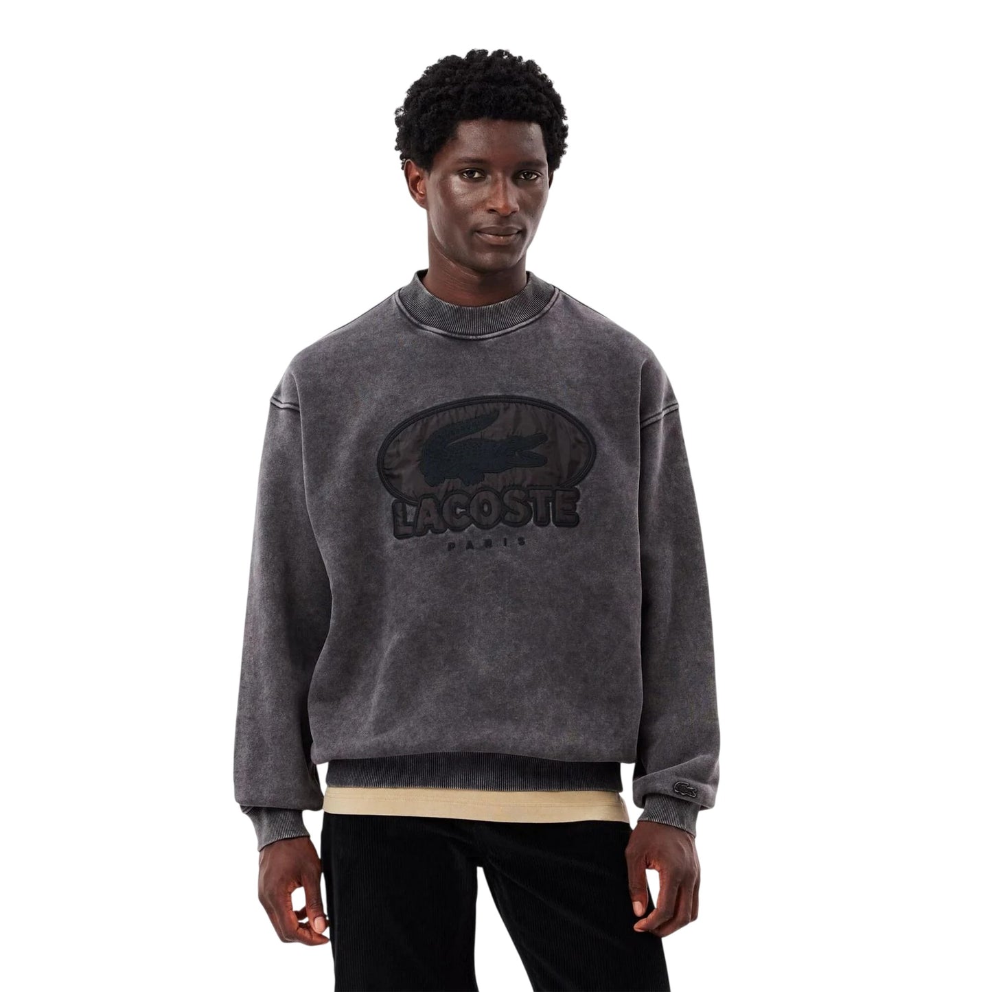 Black - Pack Shot - Lacoste Mens Embroidered Logo Sweatshirt