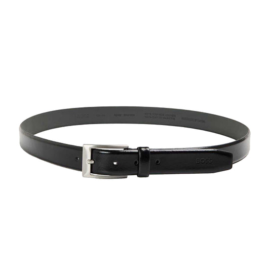 Black - Front - Boss Mens Cowhide Leather Dress Belt