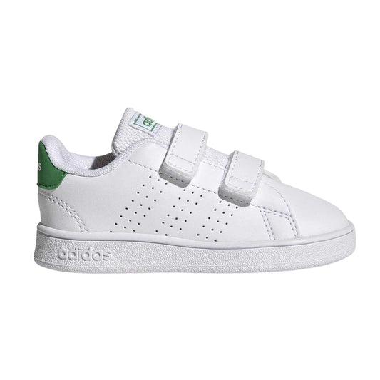 White-Green - Front - Adidas Childrens-Kids Advantage Court Lifestyle Flat Trainers