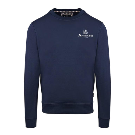 Navy - Front - Aquascutum Mens Small Logo Crew Neck Long-Sleeved Sweatshirt