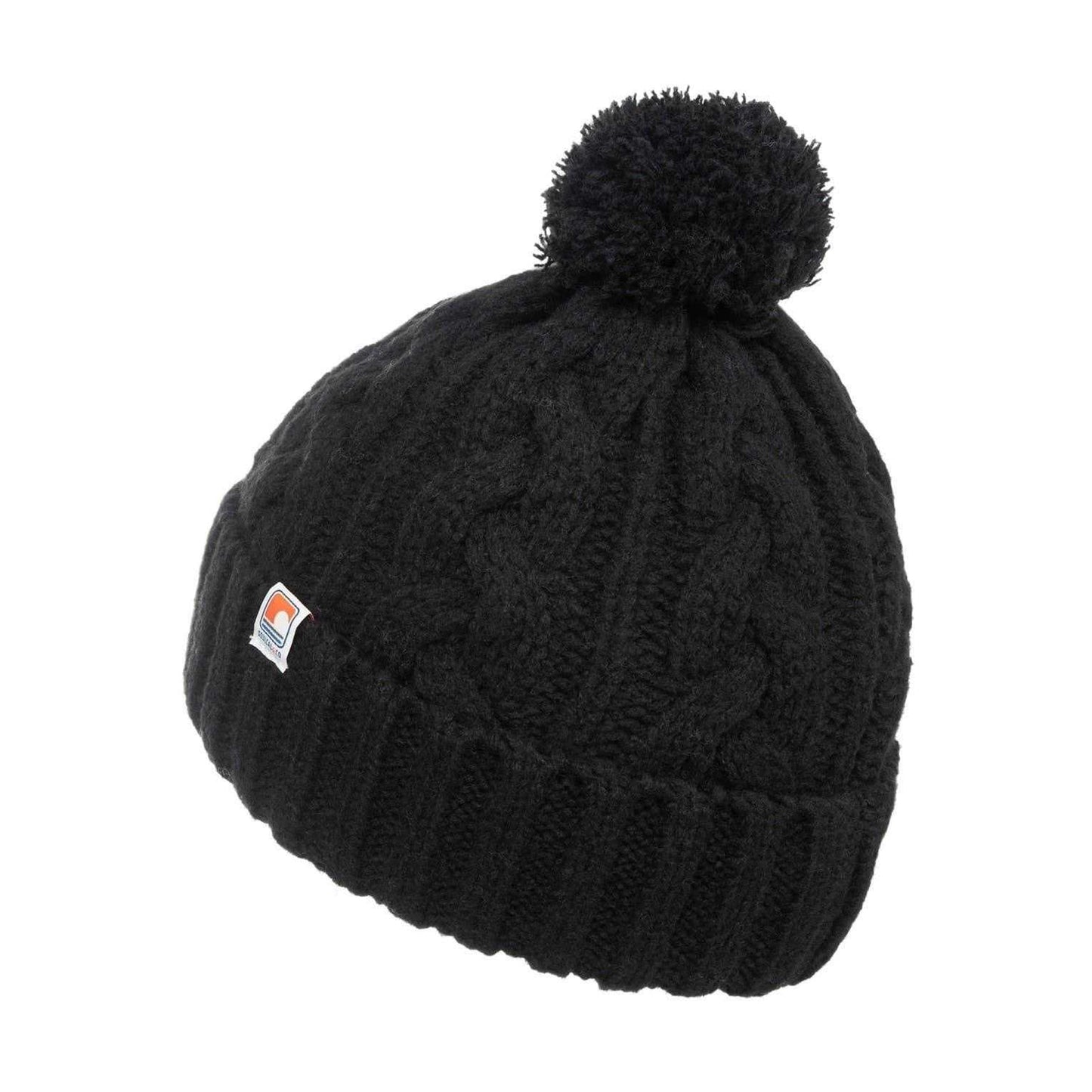 Black - Side - TOG24 Unisex Adult Logo Cable Knit Bobble Hat
