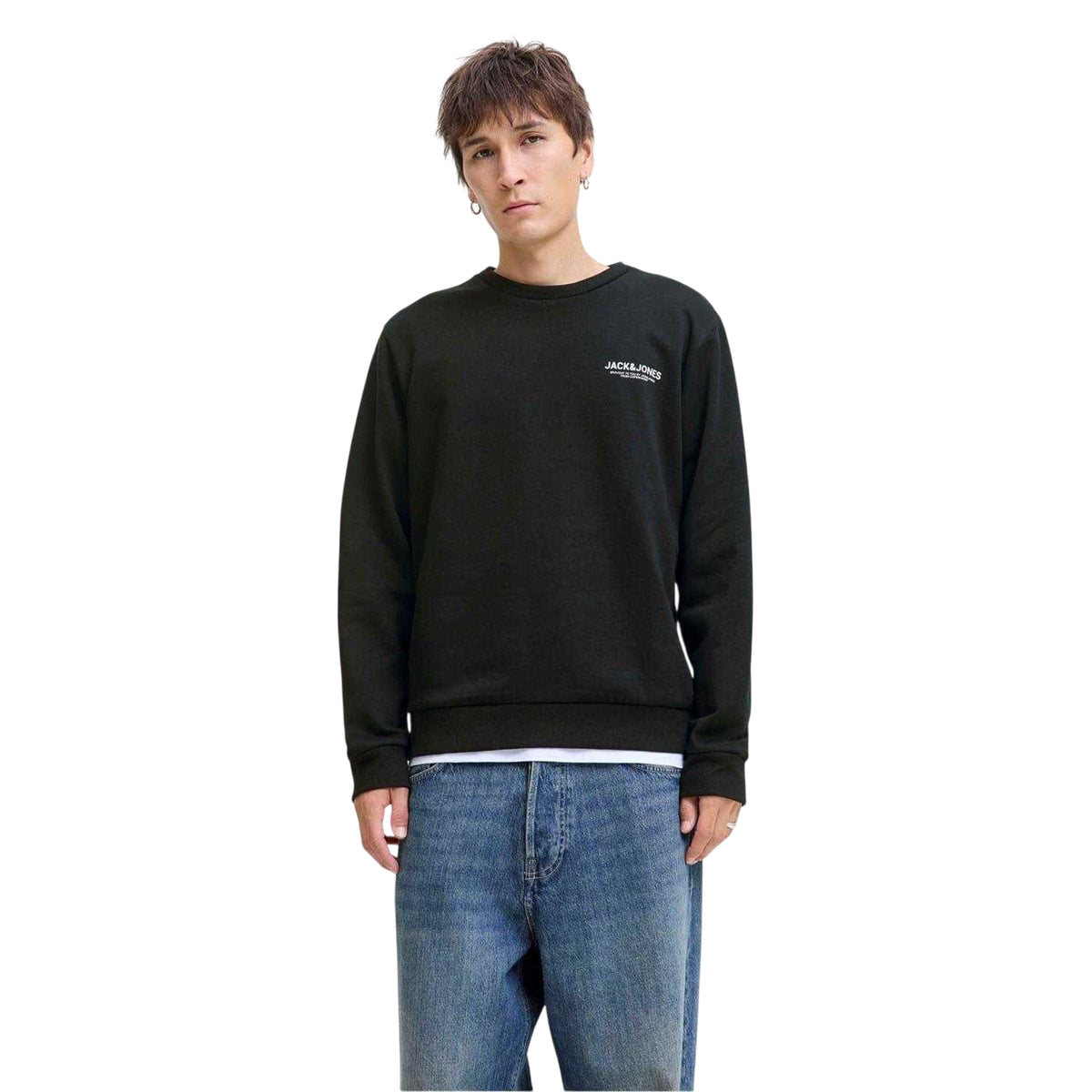 Black-White - Side - Jack And Jones Mens Mason Sweatshirt (Pack of 2)