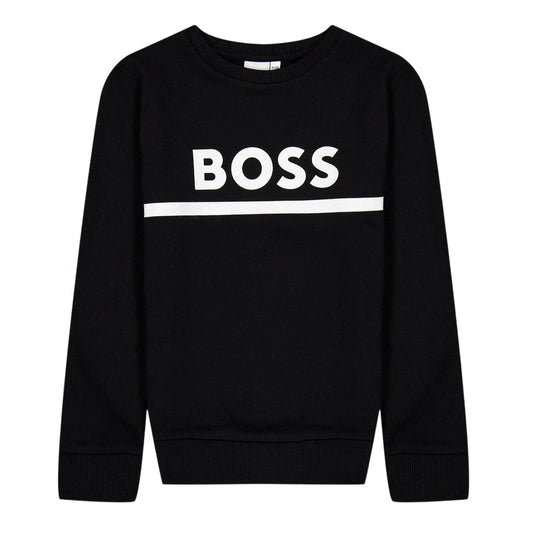 Black - Front - Boss Childrens-Kids Regular Sweatshirt