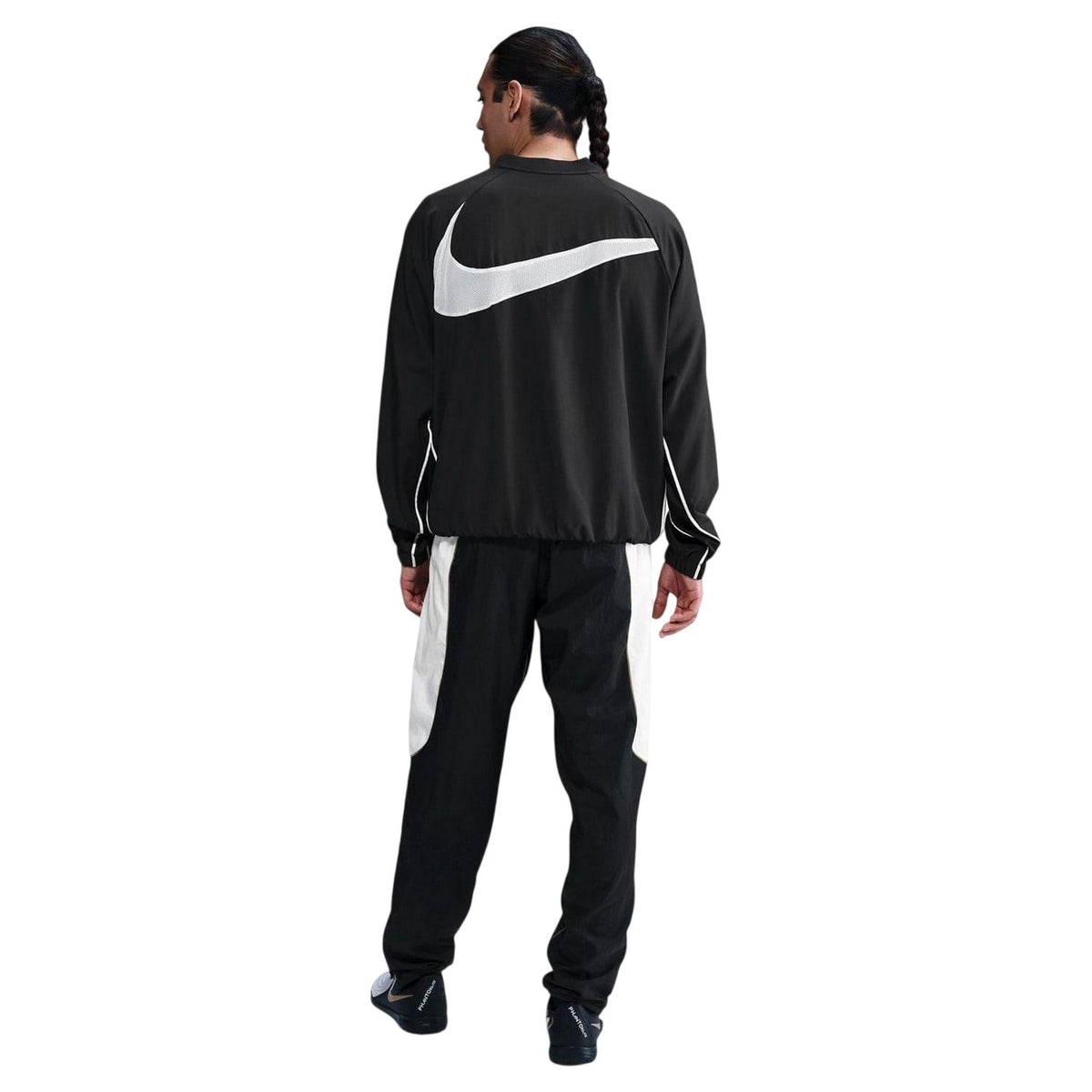 Black-White - Lifestyle - Nike Mens Swoosh Oversized Logo Lightweight Relaxed Fit Sweatshirt