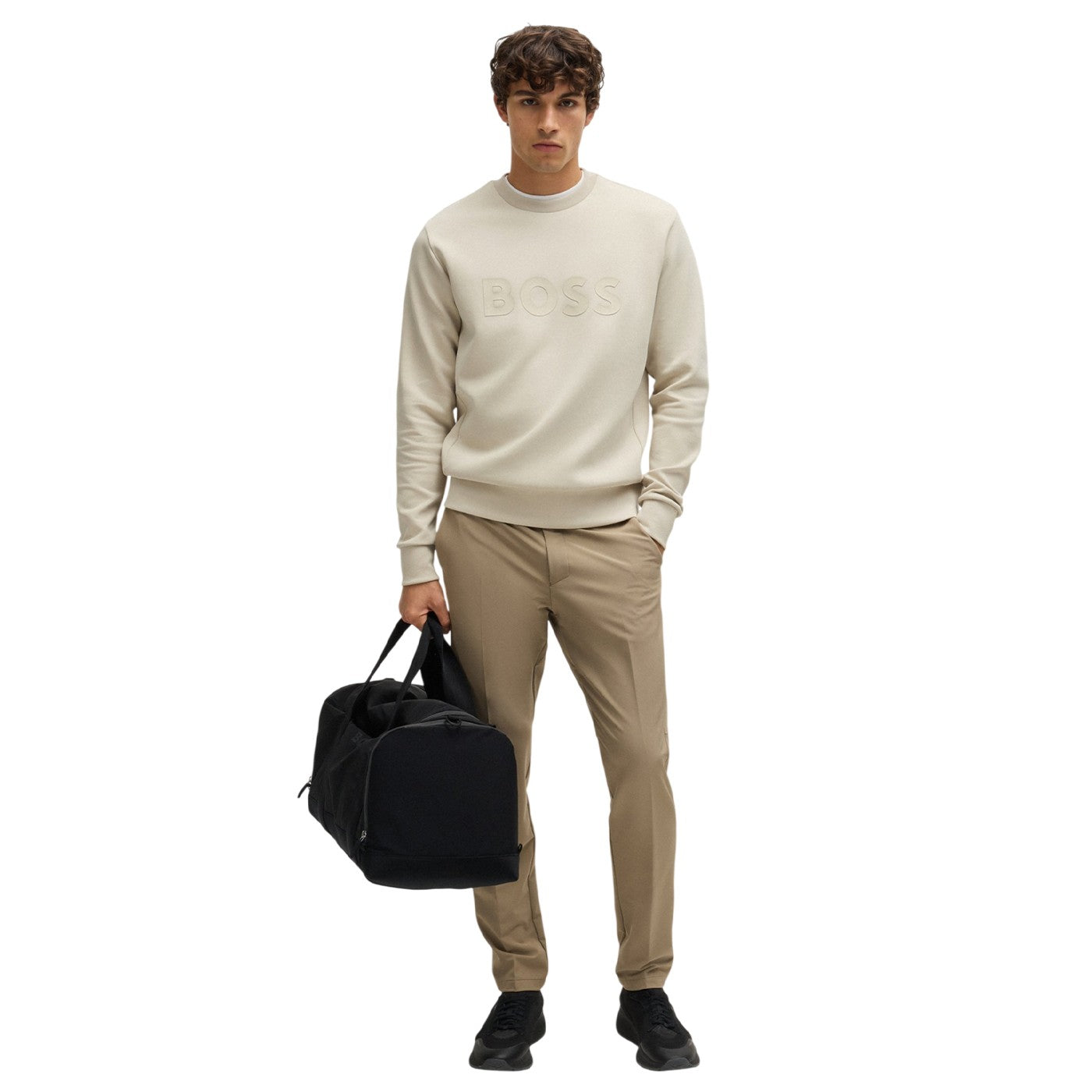 Light Beige - Pack Shot - Boss Mens Crew Neck Regular Sweatshirt