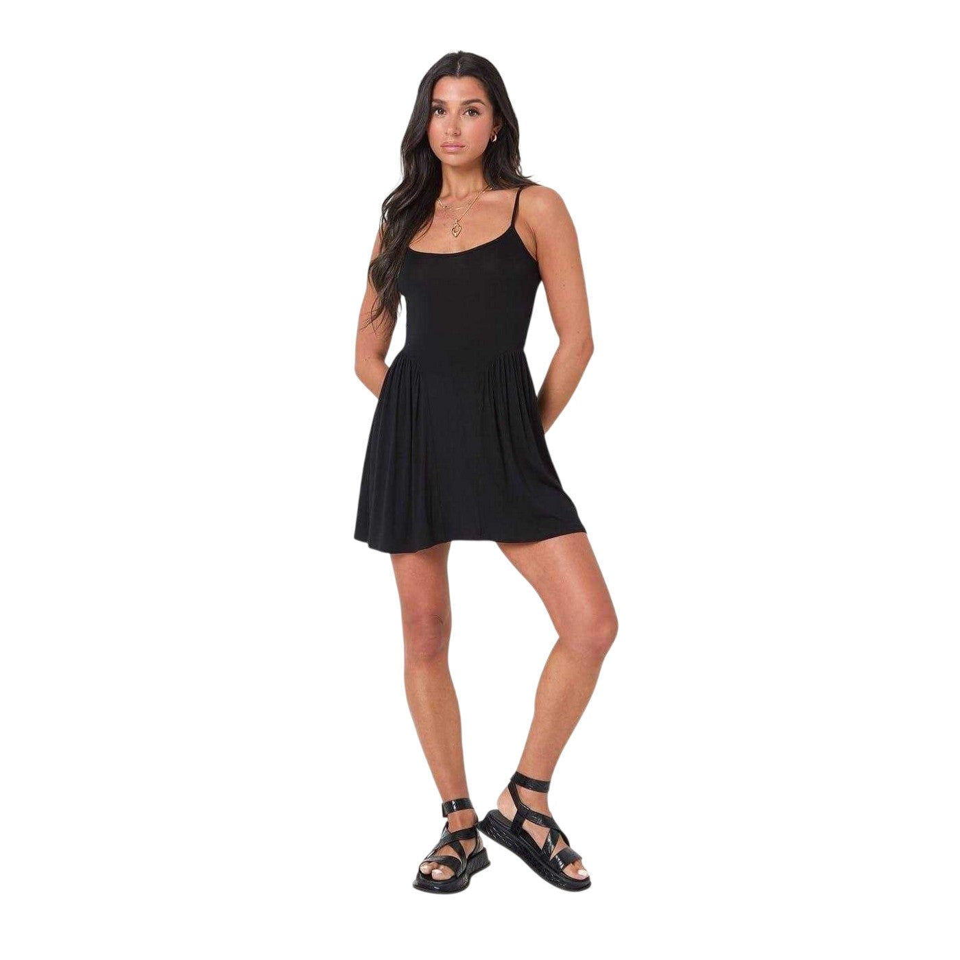 Black - Lifestyle - I Saw It First Womens-Ladies Strappy Jersey Casual Mini Dress