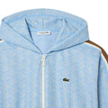 Light Blue-White - Side - Lacoste Womens-Ladies Jacquard Monogram Full Zip Hoodie