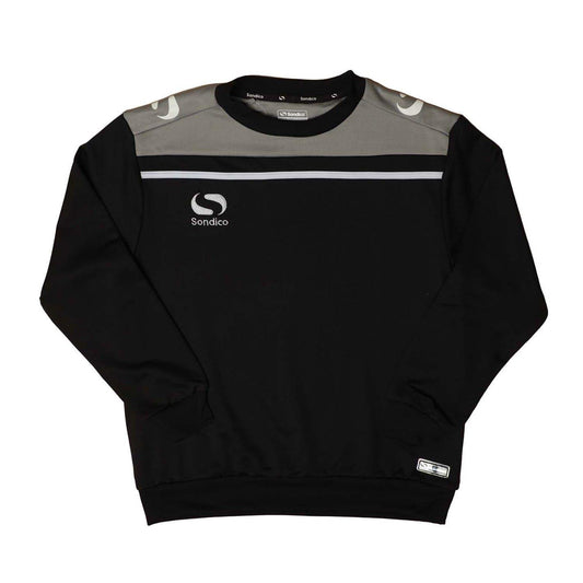 Black-Charcoal - Front - Sondico Childrens-Kids Crew Neck Long-Sleeved Sweatshirt