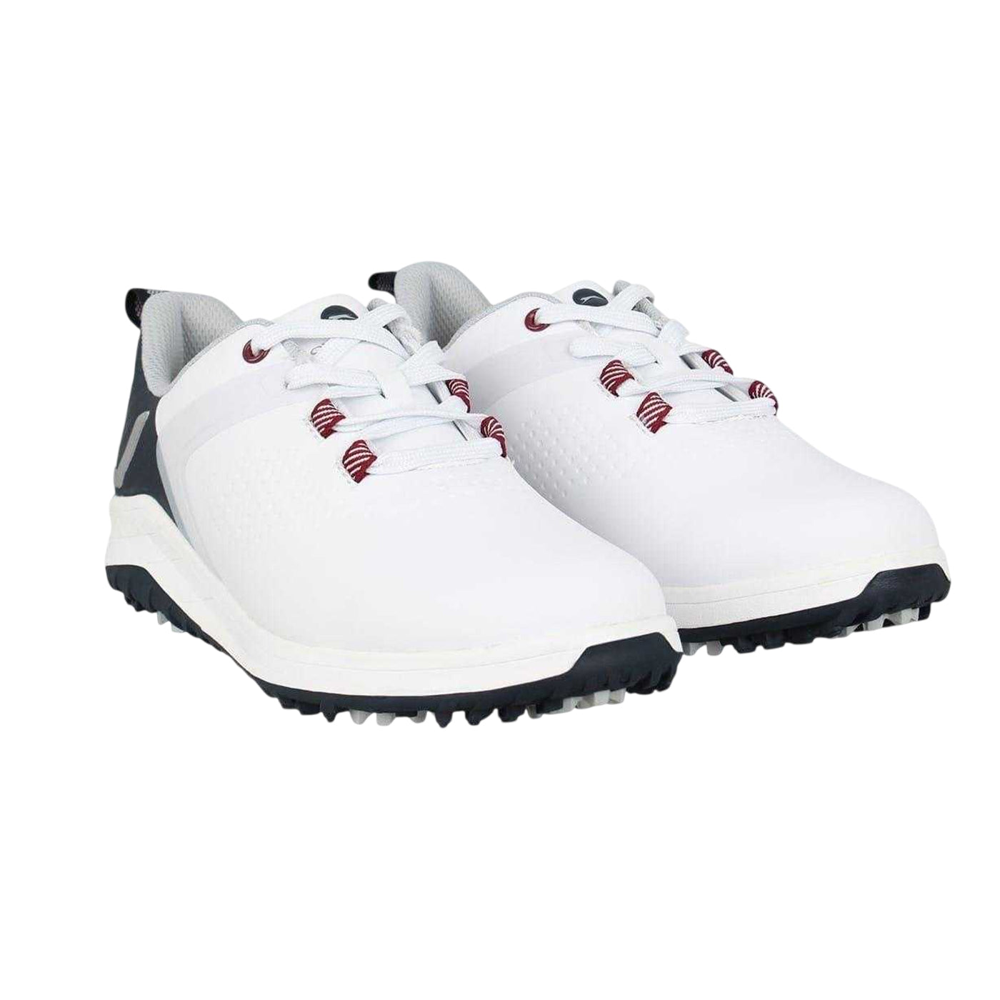 White-Navy - Pack Shot - Slazenger Womens-Ladies V Series Leather Spiked Golf Shoes