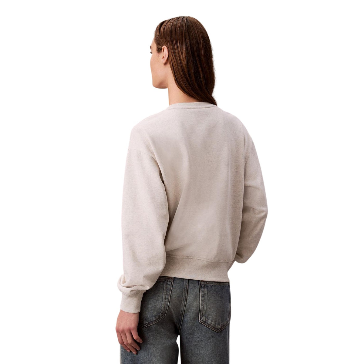 Vanilla Heather - Back - Calvin Klein Womens-Ladies Cotton Regular Sweatshirt