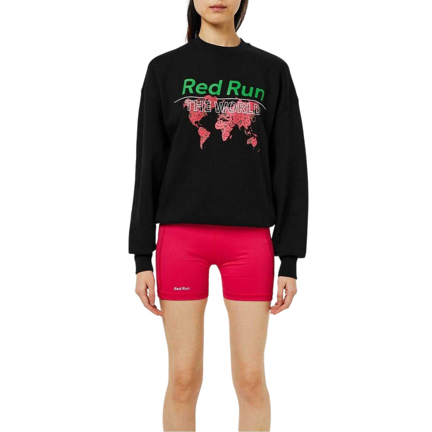 Black Print - Lifestyle - Red Run Womens-Ladies Graphic Print Crew Neck Relaxed Fit Sweatshirt