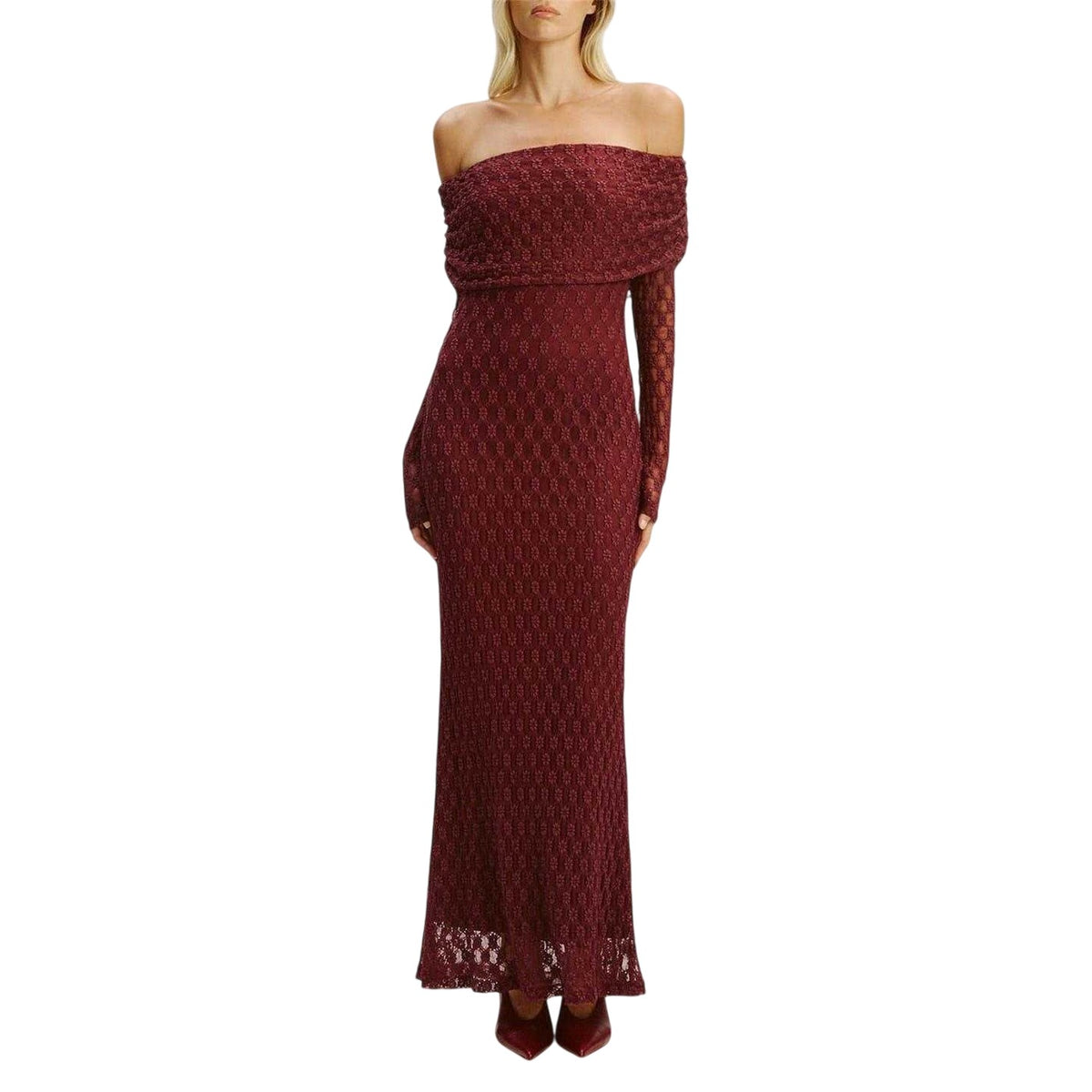 Deep Plum - Lifestyle - Bardot Womens-Ladies Adoni Off Shoulder Maxi Dress