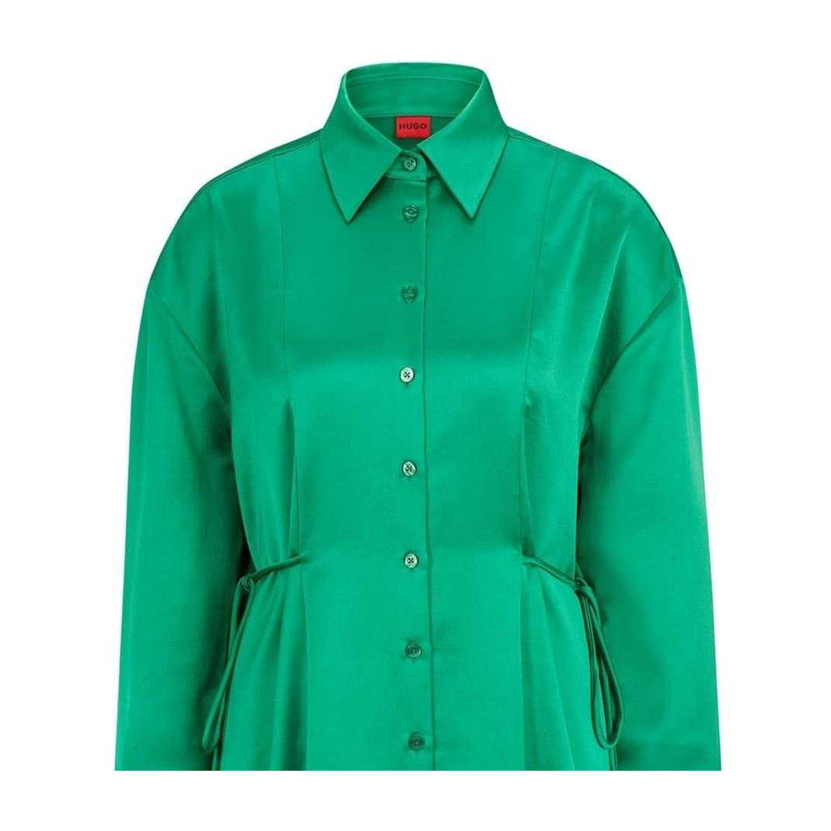 Green - Back - Hugo Womens-Ladies Keleste Satin Mini Shirt Dress