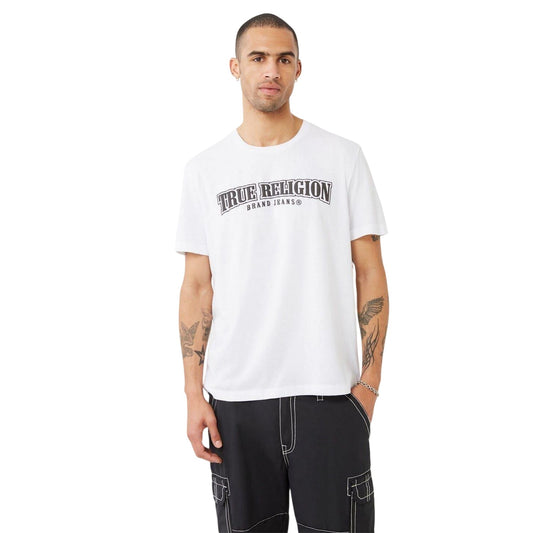 White - Front - True Religion Mens Horseshoe Relaxed Fit T-Shirt