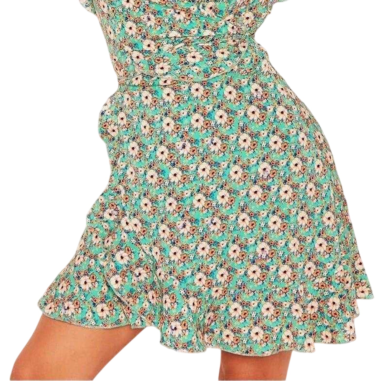 Sage - Back - Missy Empire Womens-Ladies Floral Frill Wrap Dress