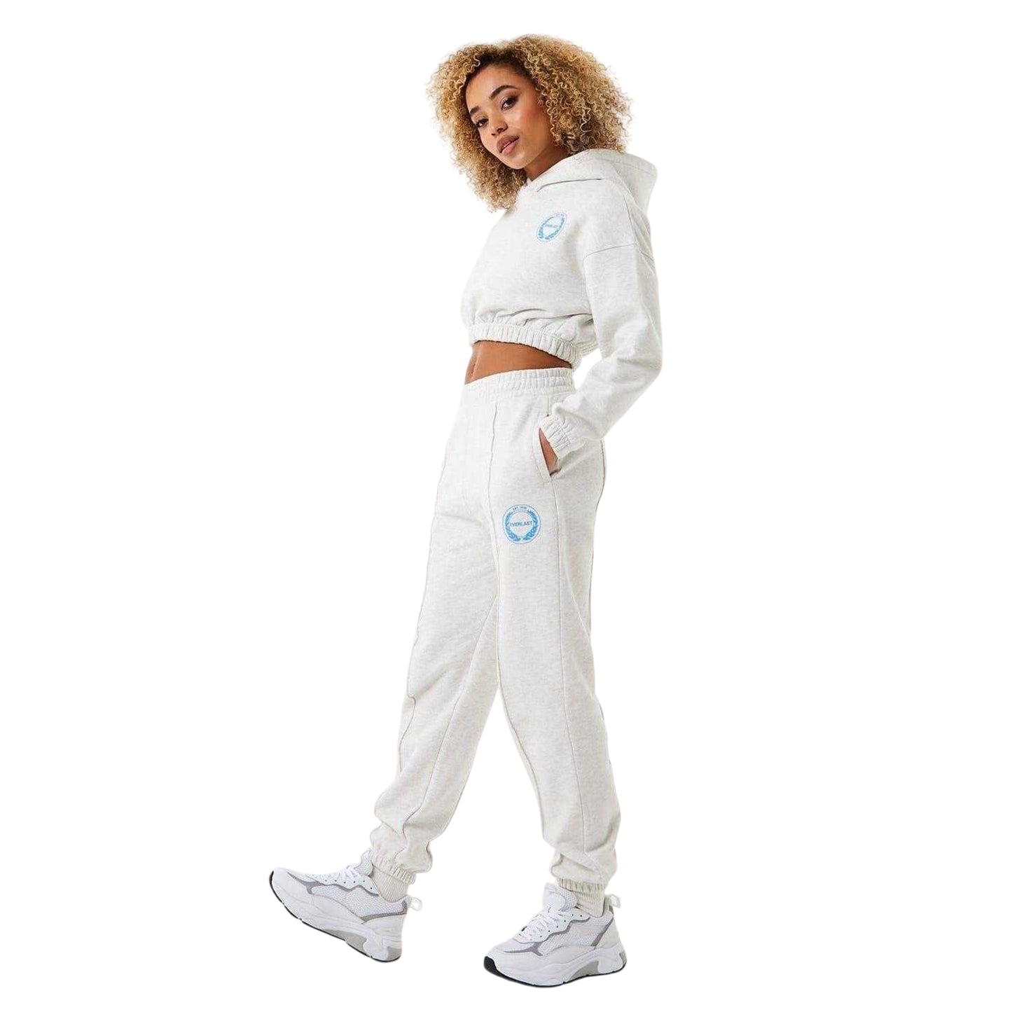 White Marl - Side - Everlast Womens-Ladies Logo Crop Hoodie