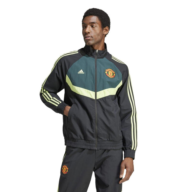 Black-Green - Side - Adidas Mens Manchester United FC Woven Track Top