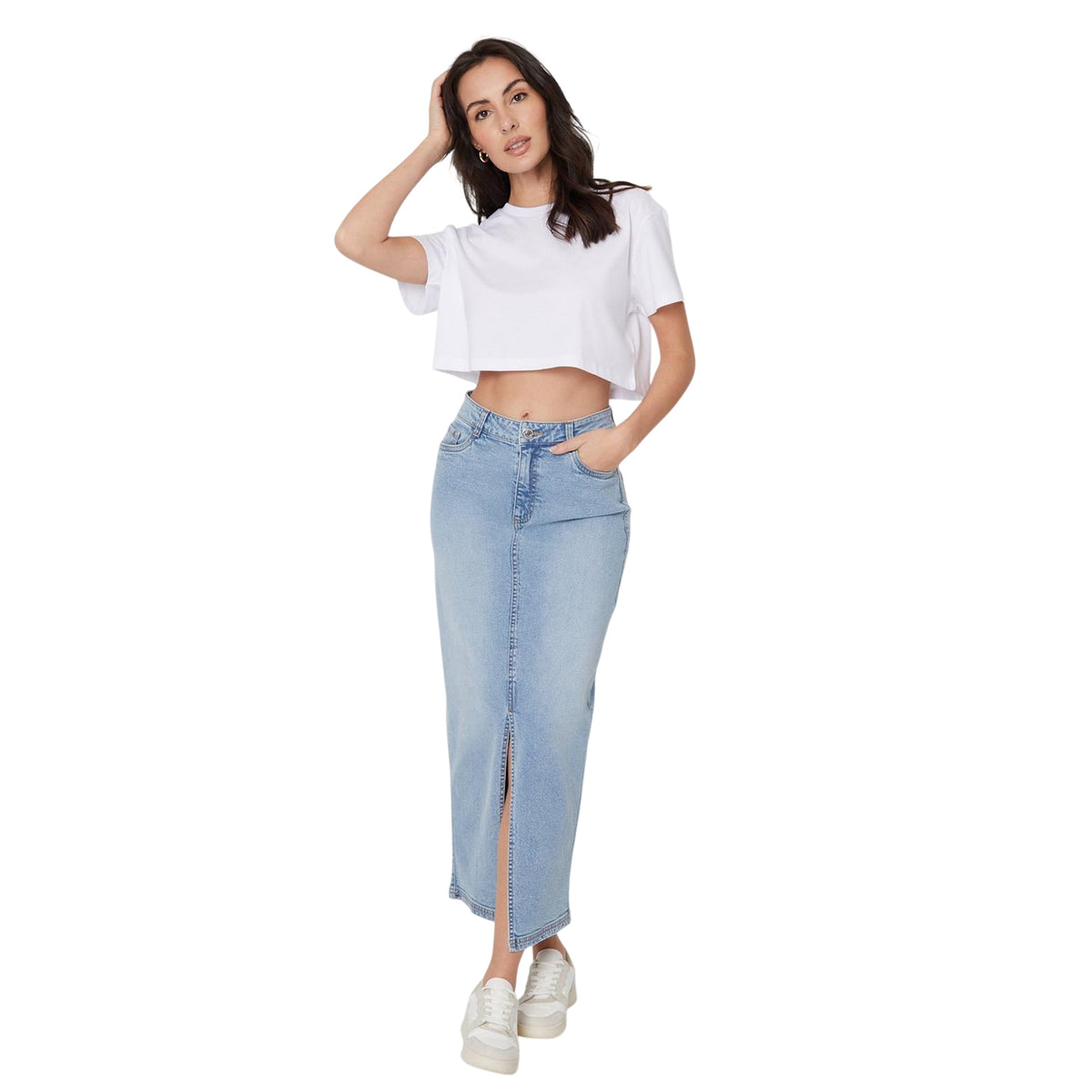 White - Side - Be You Womens-Ladies Crew Neck Regular Crop T-Shirt