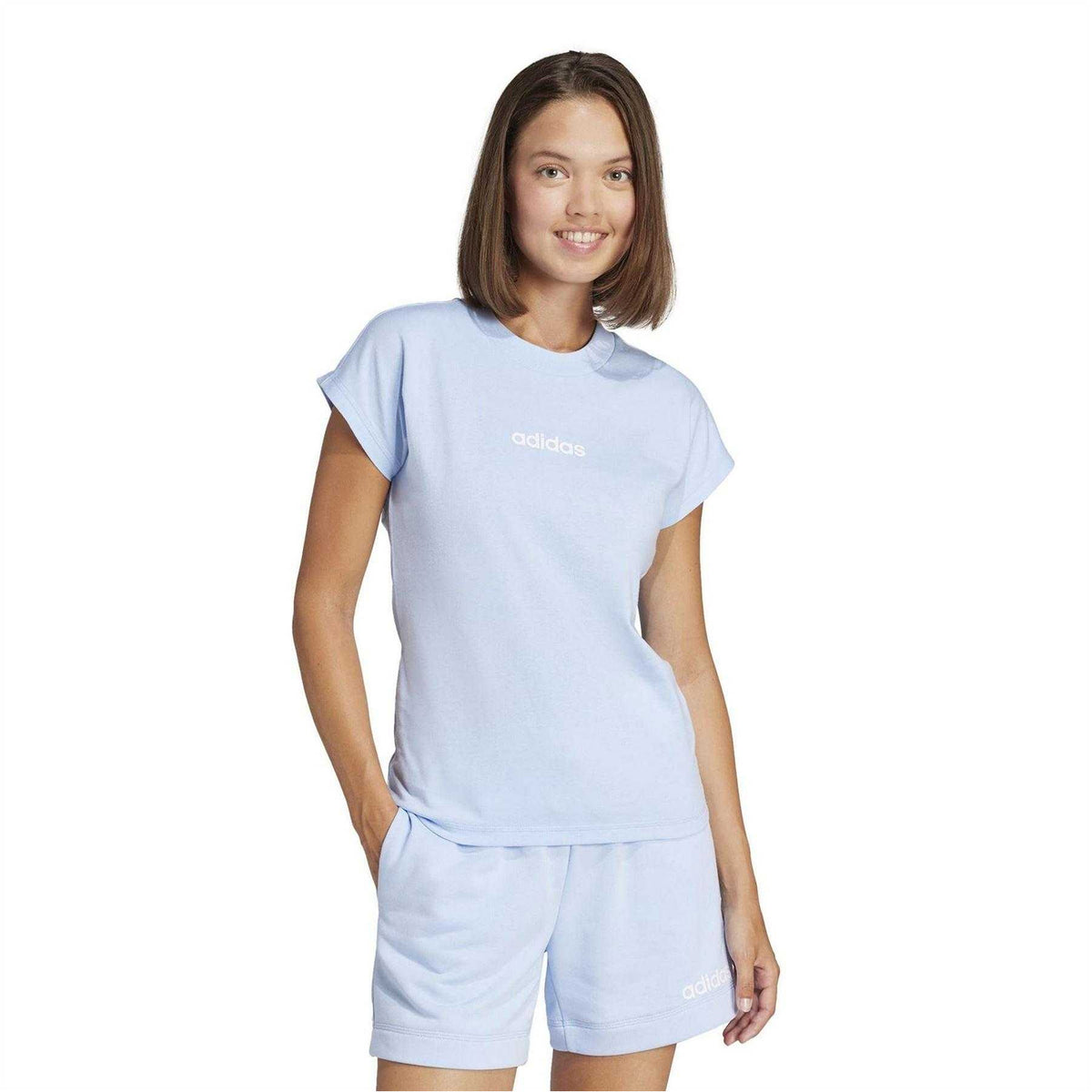 Glow - Side - Adidas Womens-Ladies Linear Cotton T-Shirt