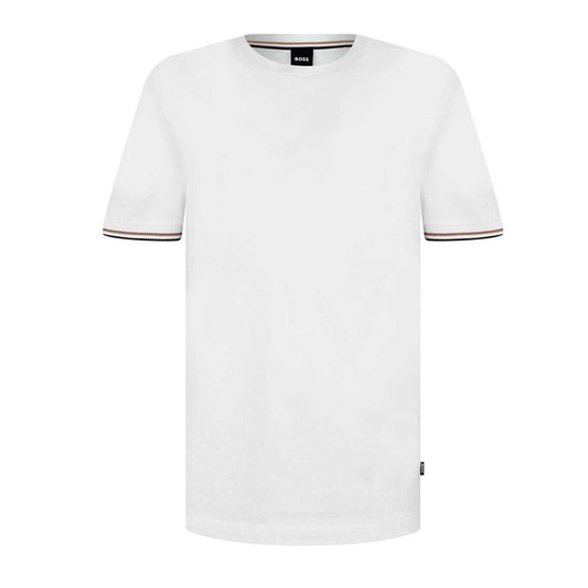 White - Front - Boss Mens Hbb Thompson 04 Premium Cotton Regular T-Shirt