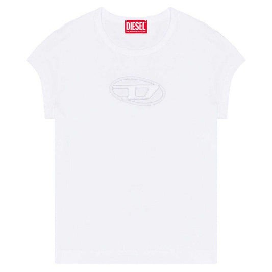 White - Front - Diesel Womens-Ladies Angie Oval T-Shirt