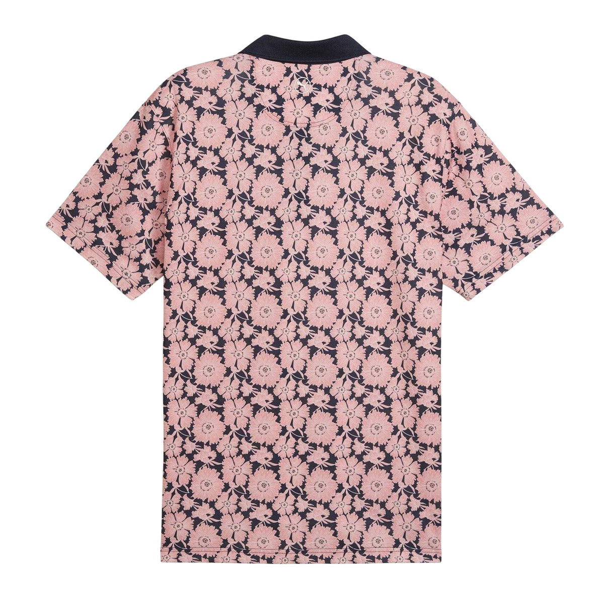 Peach-Blue - Back - Puma Mens Fields Flower Pique Performance Polo Shirt