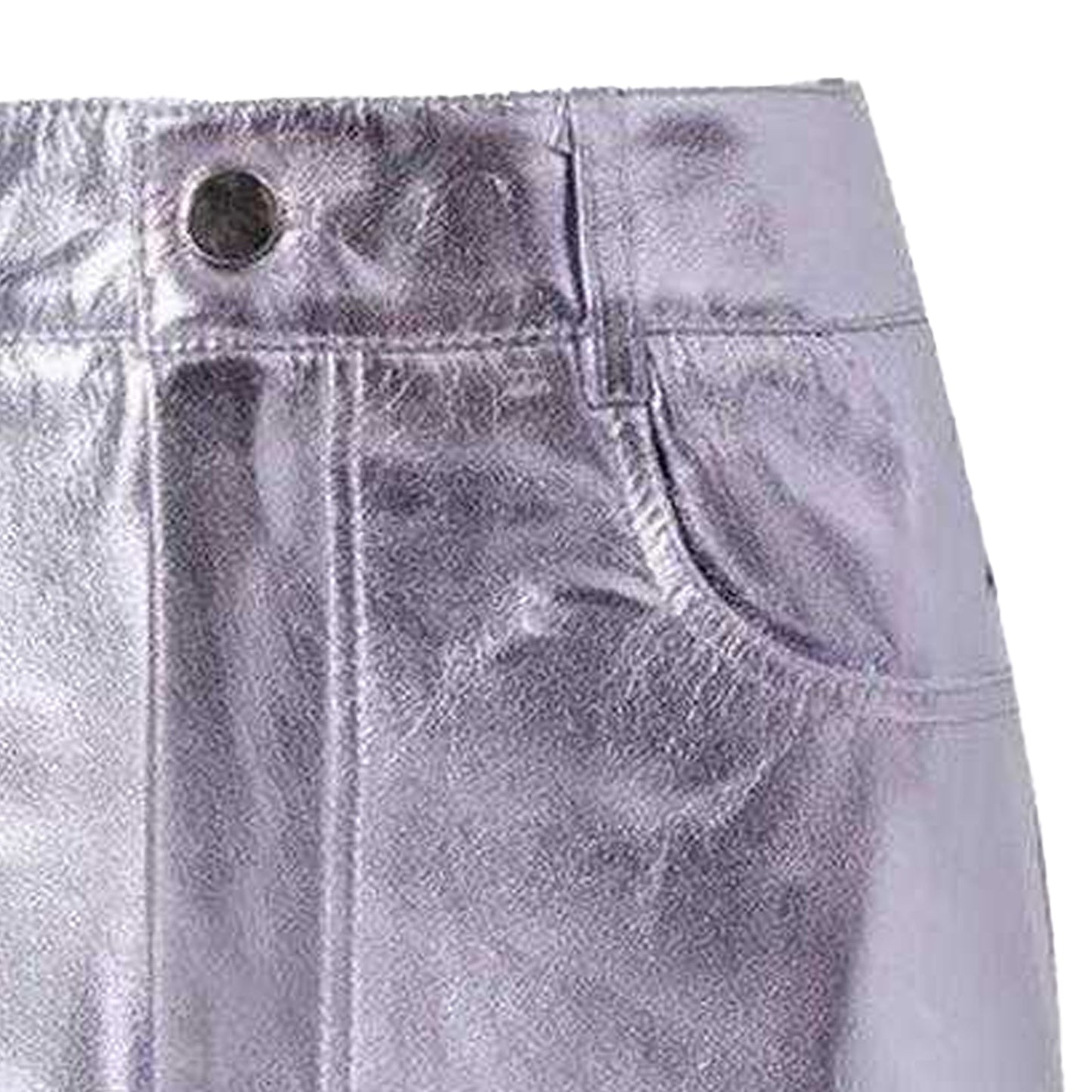 Purple - Back - AmyLynn Womens-Ladies Metallic Pocket Mini Skirt