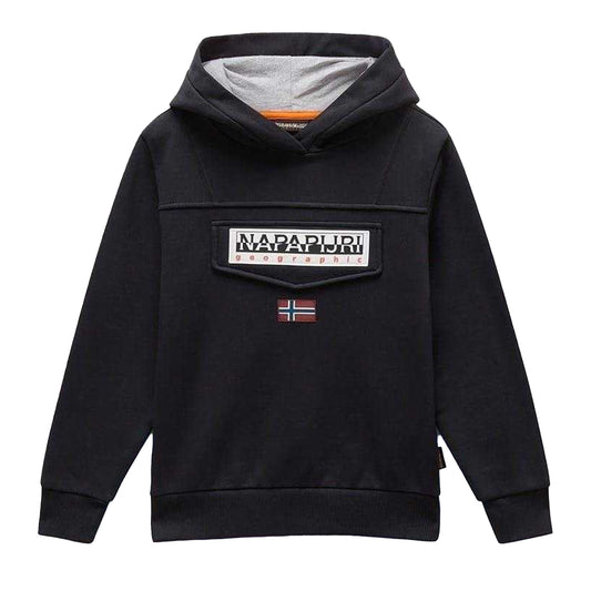 Black - Front - Napapijri Childrens-Kids Burgee Hoodie