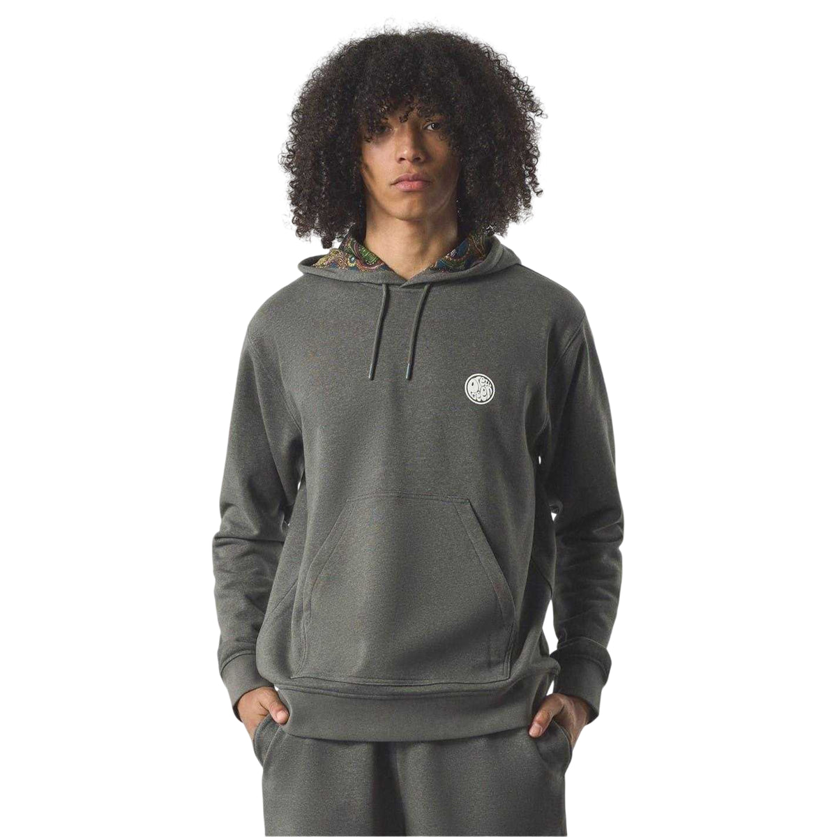 Grey - Side - Pretty Green Mens Lounge Hoodie