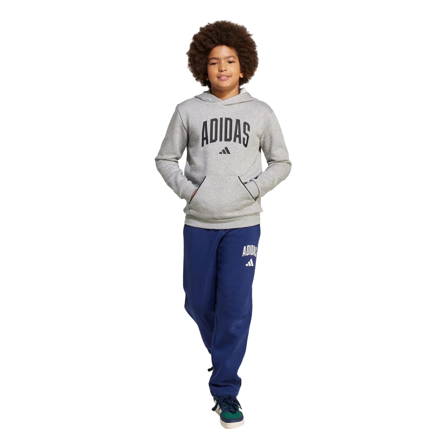 Grey-Black - Lifestyle - Adidas Childrens-Kids Fleece Hoodie