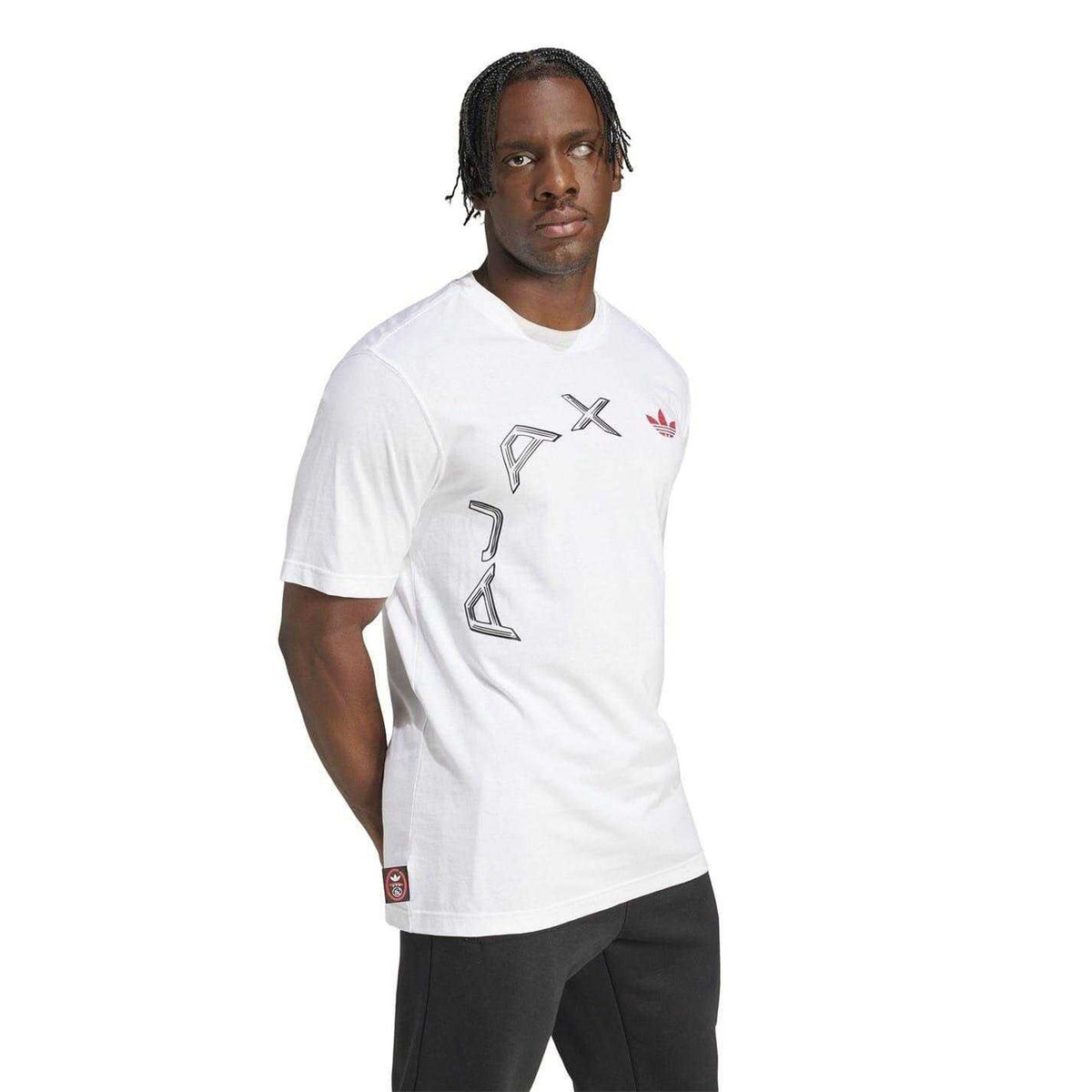 White - Pack Shot - Adidas Mens Trefoil Ajax Amsterdam Cotton T-Shirt
