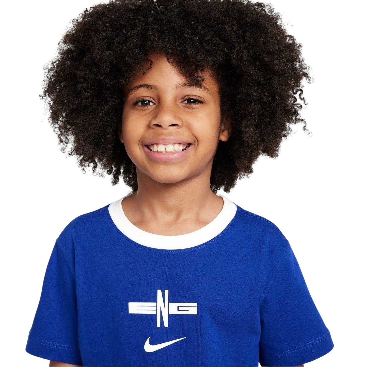 Blue - Side - Nike Childrens-Kids 2025 England Cotton T-Shirt