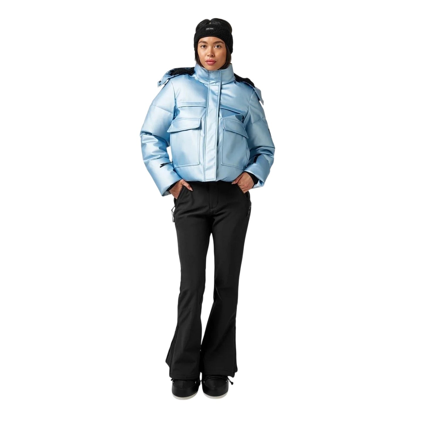Metallic Blue - Pack Shot - Jack Wills Womens-Ladies Hooded Ski Jacket