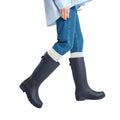 Navy - Side - FitFlop Womens-Ladies Wonderwelly Tall Wellington Boots
