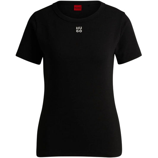Black - Front - Hugo Womens-Ladies Embroidered Logo Regular T-Shirt