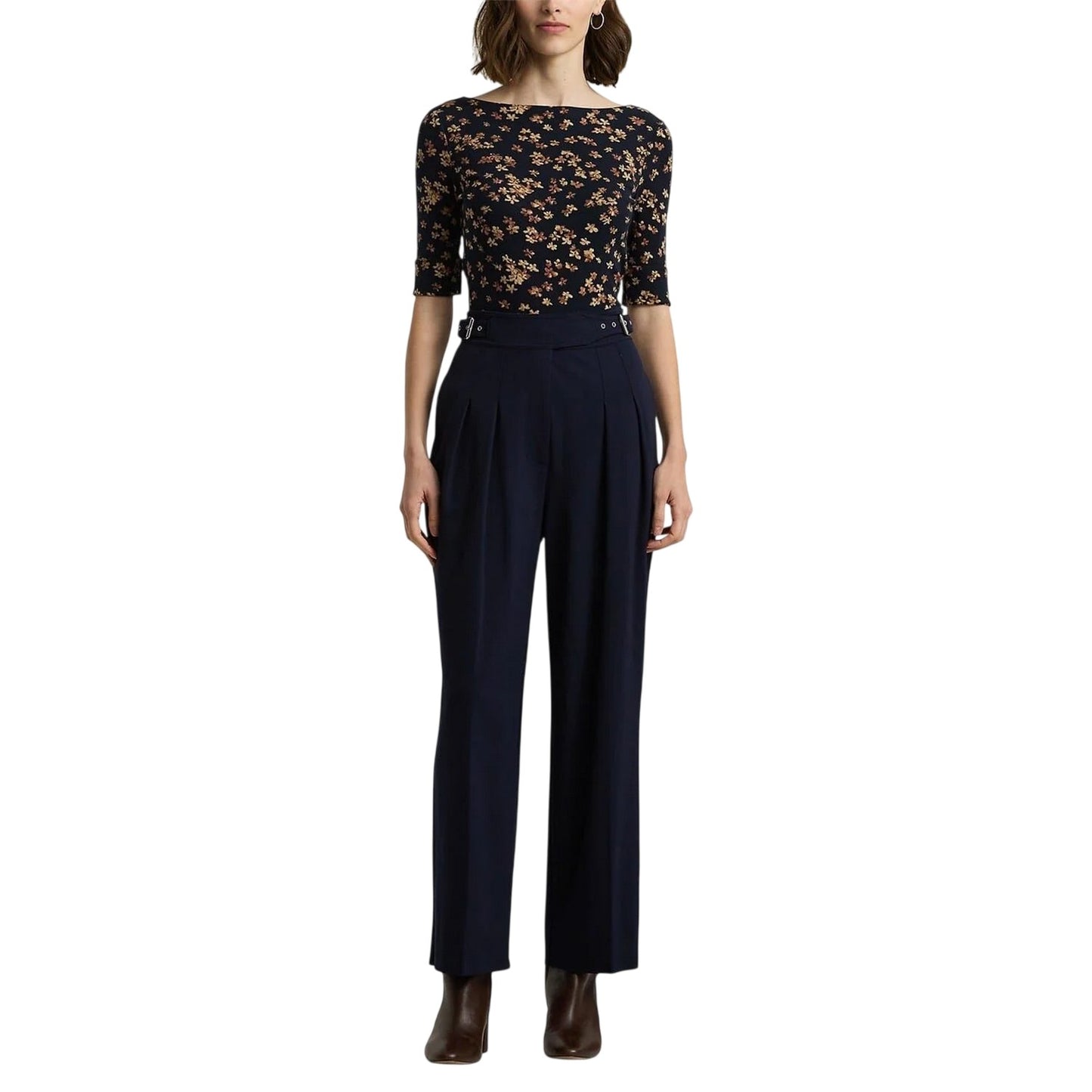 Navy - Lifestyle - Ralph Lauren Womens-Ladies Floral Slim T-Shirt