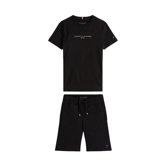 Black - Front - Tommy Hilfiger Boys Lettering T-Shirt & Shorts Set