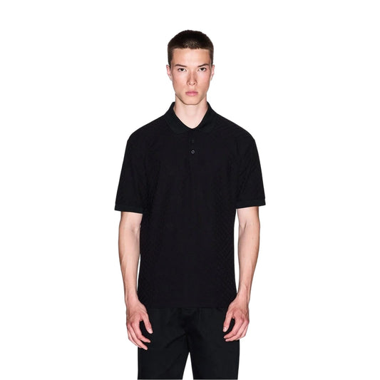 Black - Front - Armani Exchange Mens Textured Regular Polo Shirt