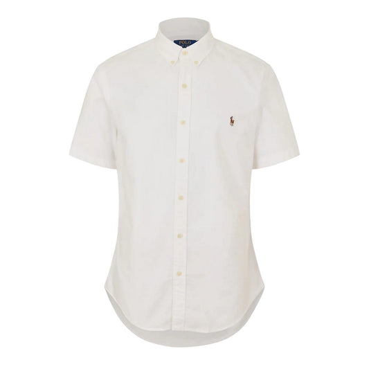 White - Front - Ralph Lauren Mens Logo Oxford Short-Sleeved Shirt