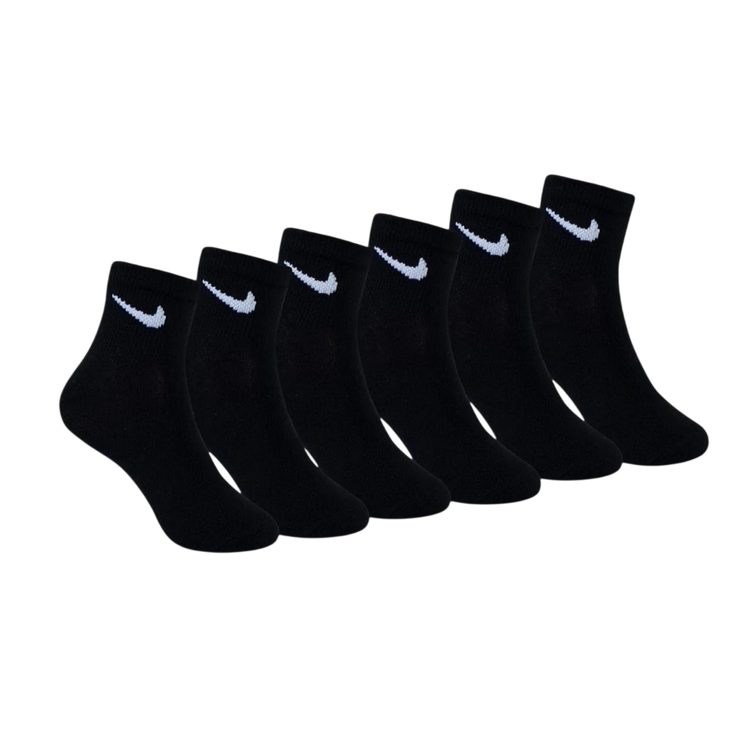 Black - Back - Nike Childrens-Kids Swoosh Trainer Socks (Pack of 6)