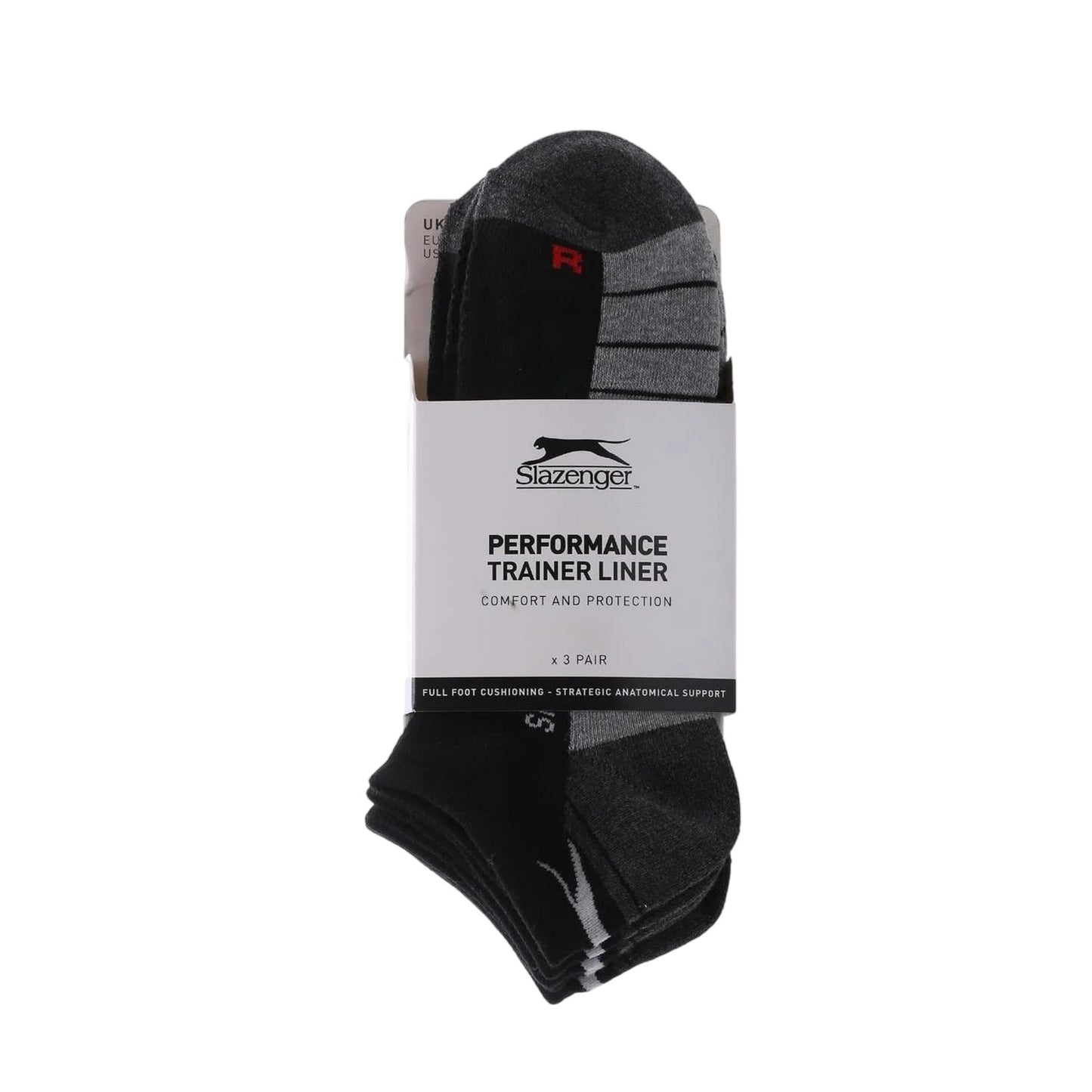 Black - Side - Slazenger Mens Cushioned Trainer Socks (Pack of 3)