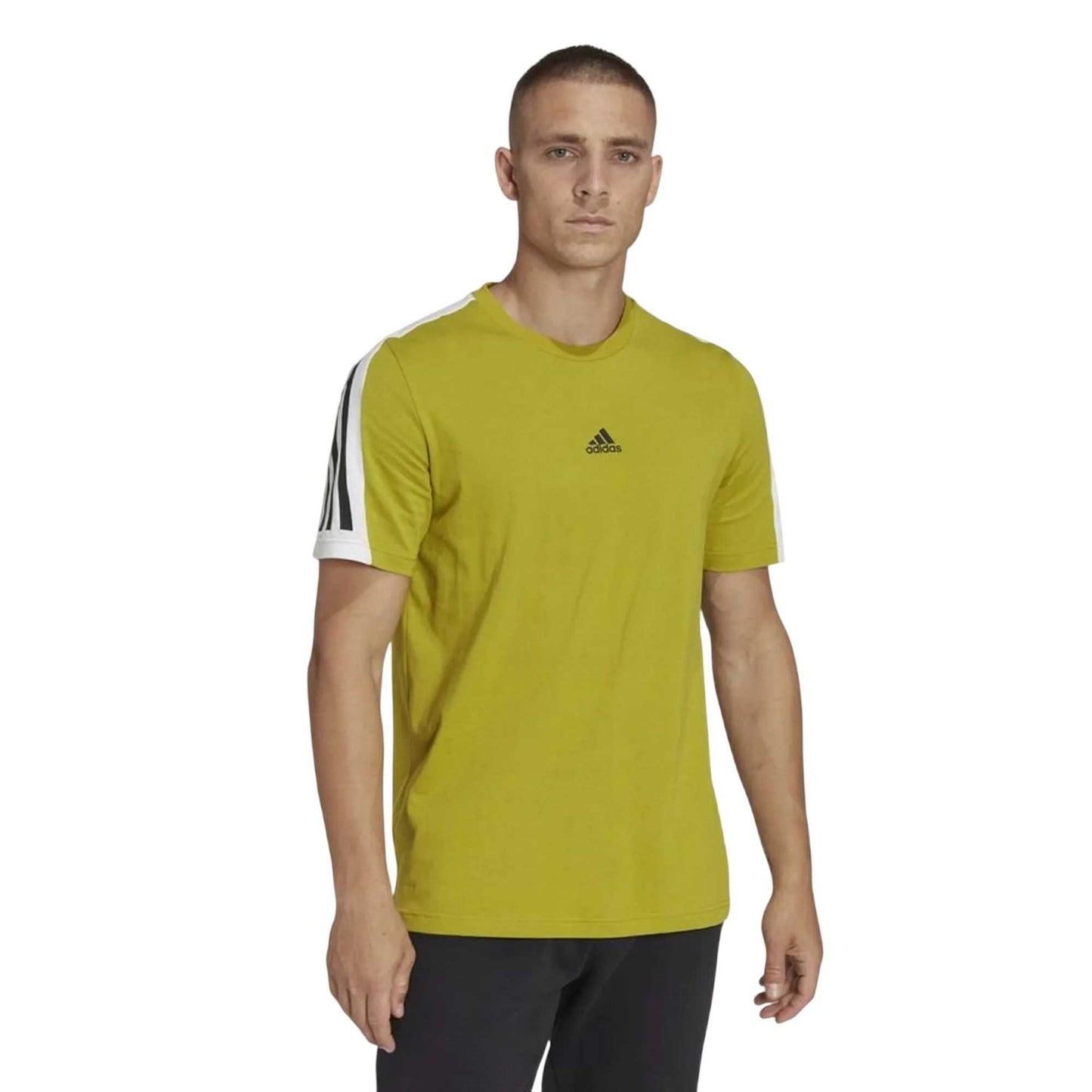Green - Side - Adidas Mens Future Icons 3 Stripes T-Shirt