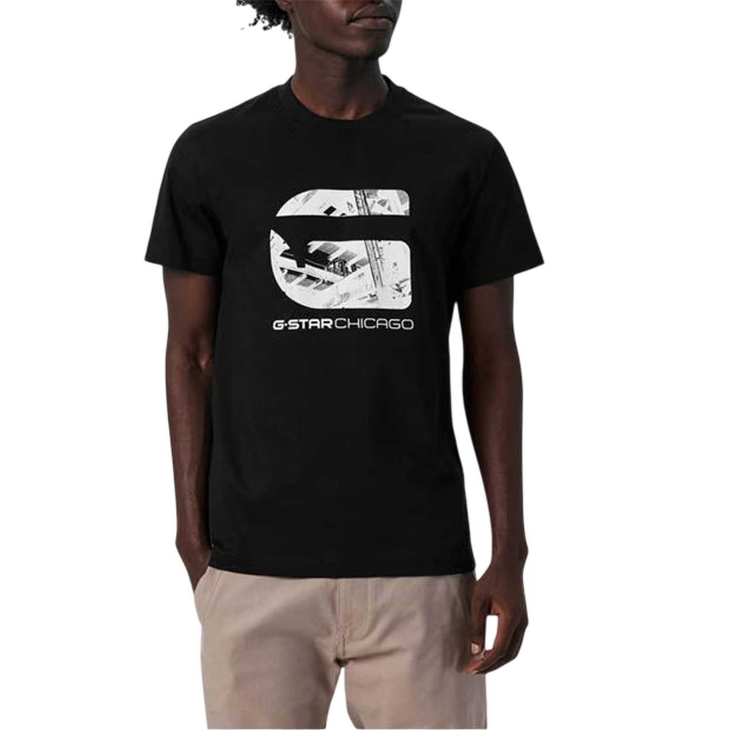 Dark Black - Side - G-Star Mens Chicago Lettering Regular T-Shirt