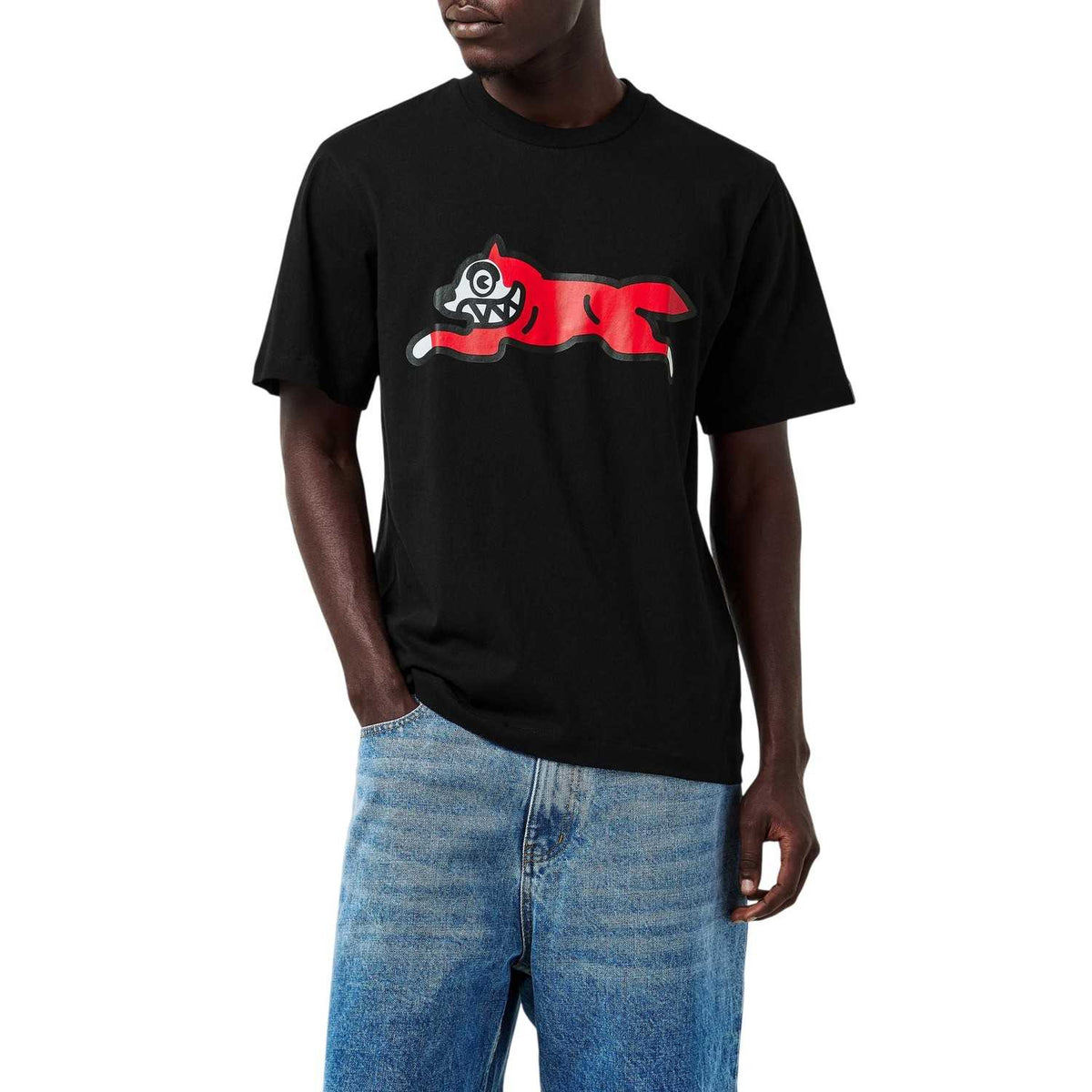 Black - Side - ICECREAM Mens Dog Cotton Running T-Shirt