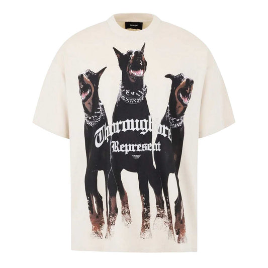 Vintage White - Front - Represent Mens Thoroughbred Dogs T-Shirt