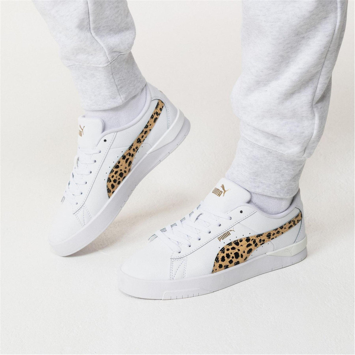 White-Leopard - Pack Shot - Puma Womens-Ladies Jada Platform Trainers